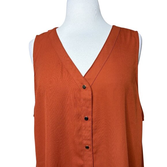 Maurices V-neck Sleeveless Blouse Plus Size 1X Rust Orange - Picture 4 of 7